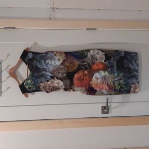 Ted Baker Technicolor Bloom Floral Bodycon Dress Lined Sz Ted 3